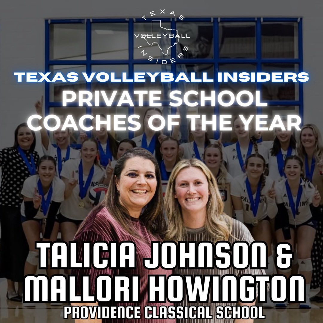 TVI presents our inaugural "Private School Coaches Of The Year." Congratulations to Coaches Talicia Johnson and Mallori Howington with Providence Classical School for being selected as this year's Texas Volleyball Insiders Private School Coaches of the Year for the 2024 Season.