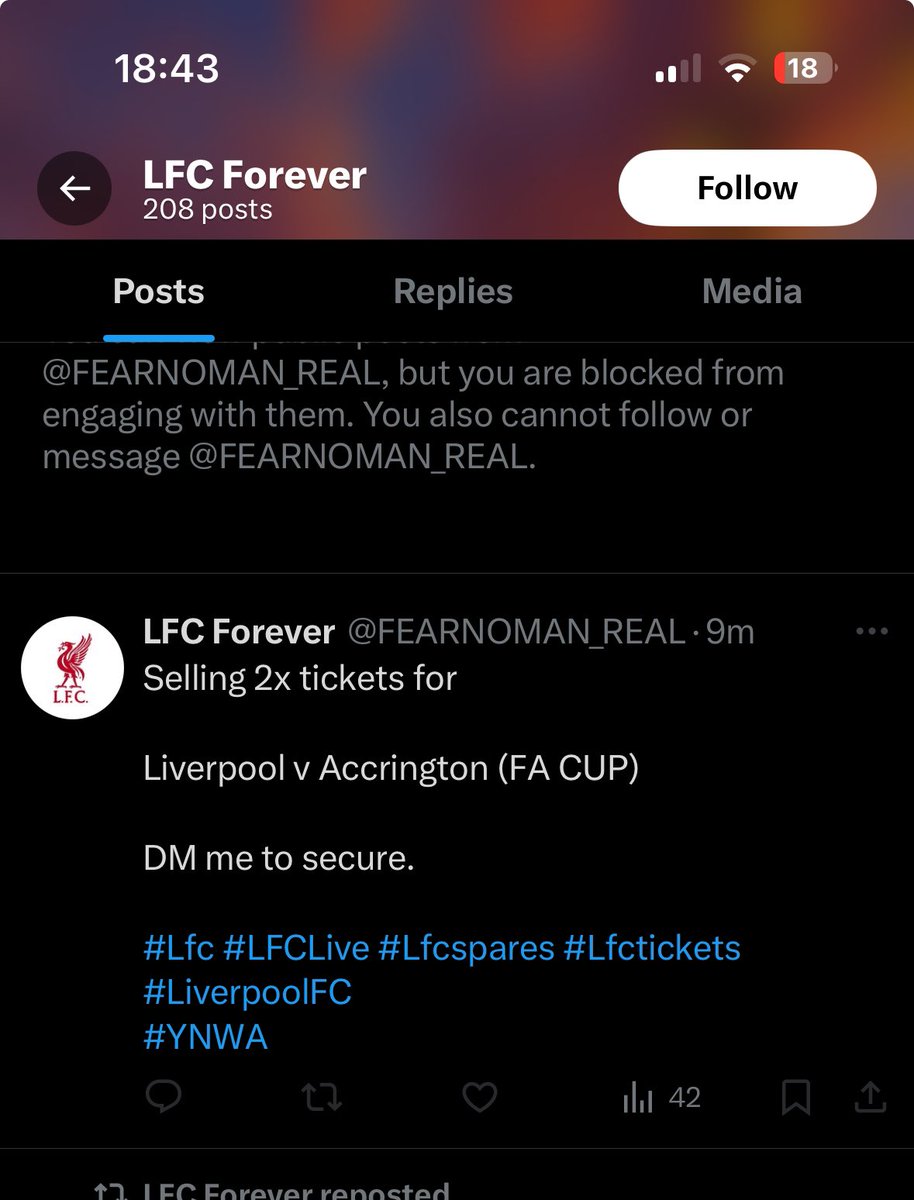 Don’t trust this scamming rat!!!!!!! <a href="/FEARNOMAN_REAL/">LFC Forever</a> took payment for 2 x tickets! Fraudster