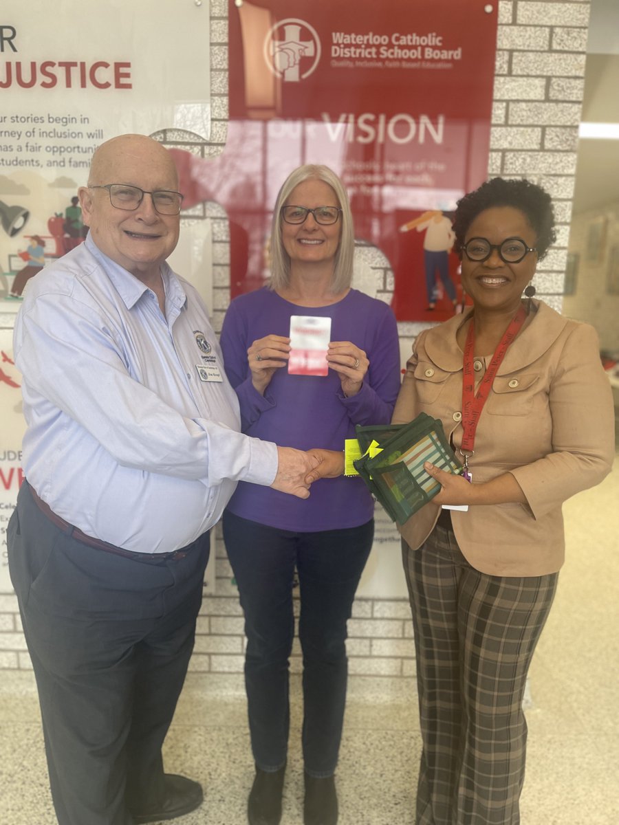 Today, we had a wonderful visit from Mr. Jim Kropf from the Cambridge Kiwanis Club. They graciously donated a  $350 Staples gift card to our school, along with a few other items for our students!  We are so blessed!  #WCDSBAwesome #WCDSBNewswire