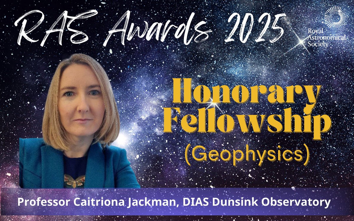 Royal Astronomical Society (@royalastrosoc) on Twitter photo And lastly, congratulations to Professor Caitriona Jackman, of <a href="/DIASDunsink/">DIAS Dunsink Observatory</a>, for being awarded an Honorary Fellowship for her "outstanding service and leadership of planetary magnetospheric physics in Ireland, the UK, and internationally".
🥳 👏 And lastly, congratulations to Professor Caitriona Jackman, of <a href="/DIASDunsink/">DIAS Dunsink Observatory</a>, for being awarded an Honorary Fellowship for her "outstanding service and leadership of planetary magnetospheric physics in Ireland, the UK, and internationally".
🥳 👏