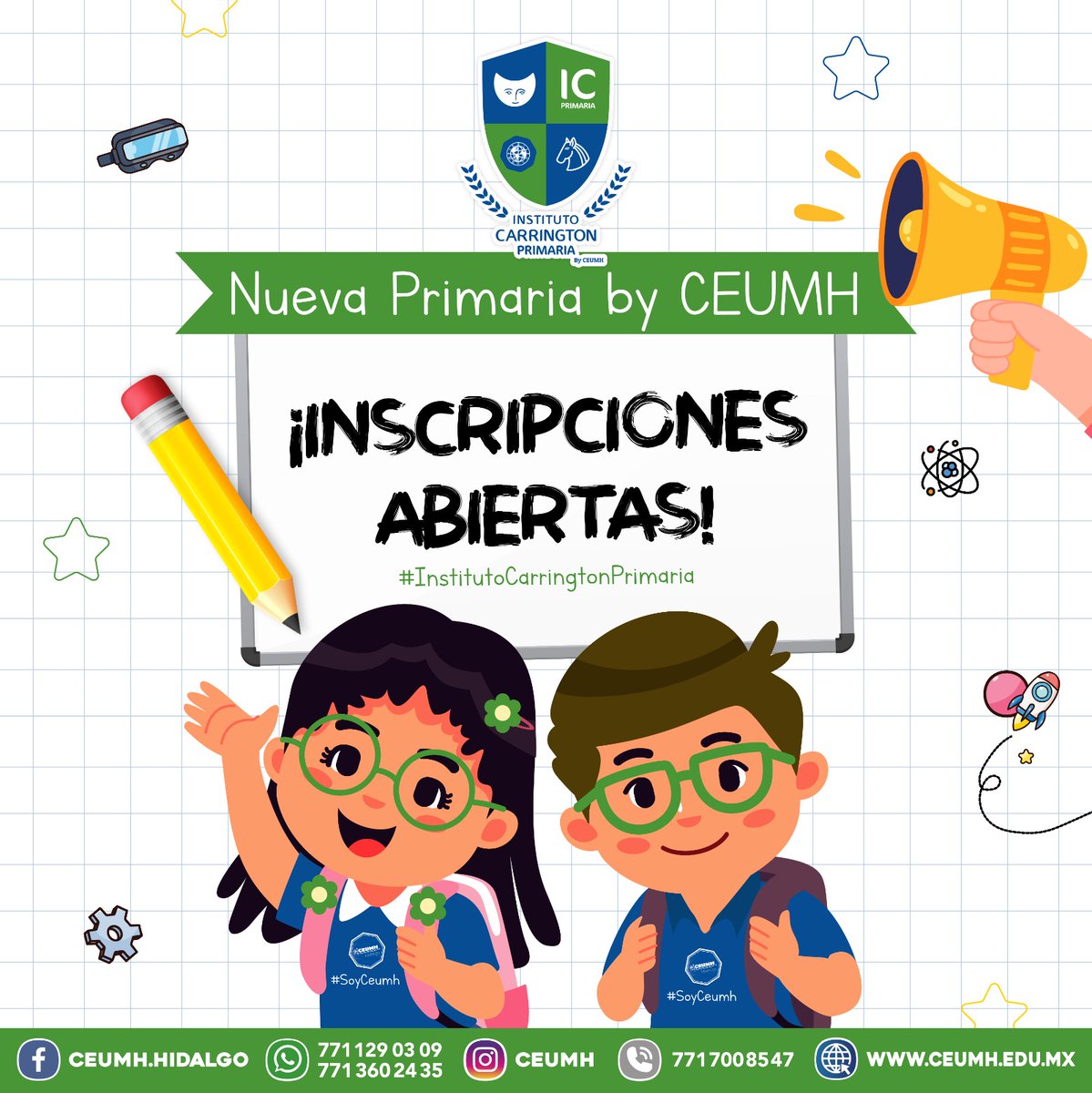 ¡Inscripciones Abiertas en nuestra Primaria Instituto Carrington de CEUMH! 
El Instituto Carrington Primaria está listo para recibir a sus primeros alumnos #EducaciónDeCalidad #PrimariaInstitutoCarrington #InnovaciónEducativa
