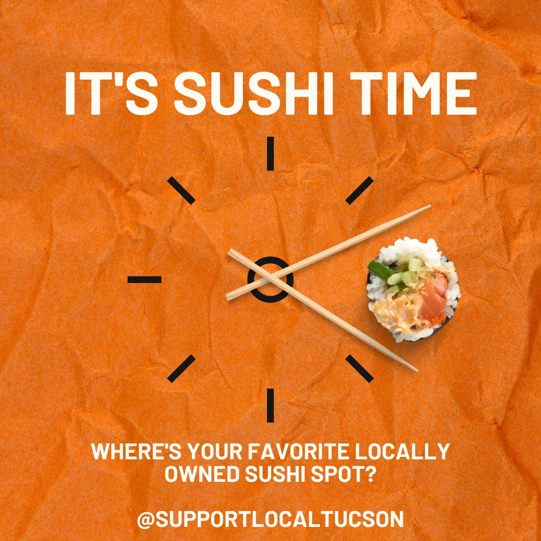 SupportTucson's tweet photo. Love sushi? Where is your locally owned favorite place? Tag'em and let's share some love!

#tucson #tucsonfoodie #tucsonfood #sushi https://t.co/9knr0AjA1q