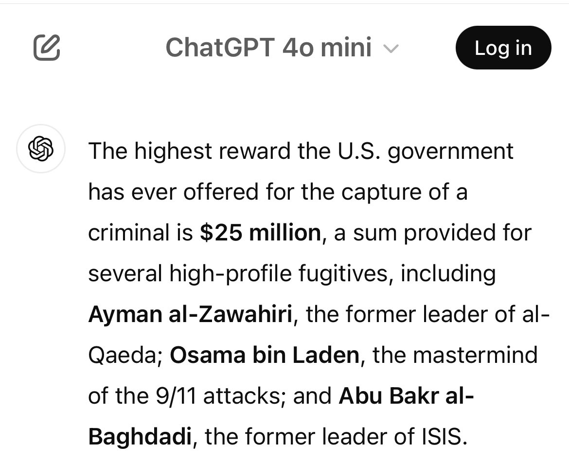 Estados Unidos actualizó la recompensa por Maduro: está ofreciendo lo mismo que en su momento ofreció por Bin Laden y por el máximo líder de ISIS/DAESH. 25 millones de dólares es lo máximo que jamás ha ofrecido por un criminal.