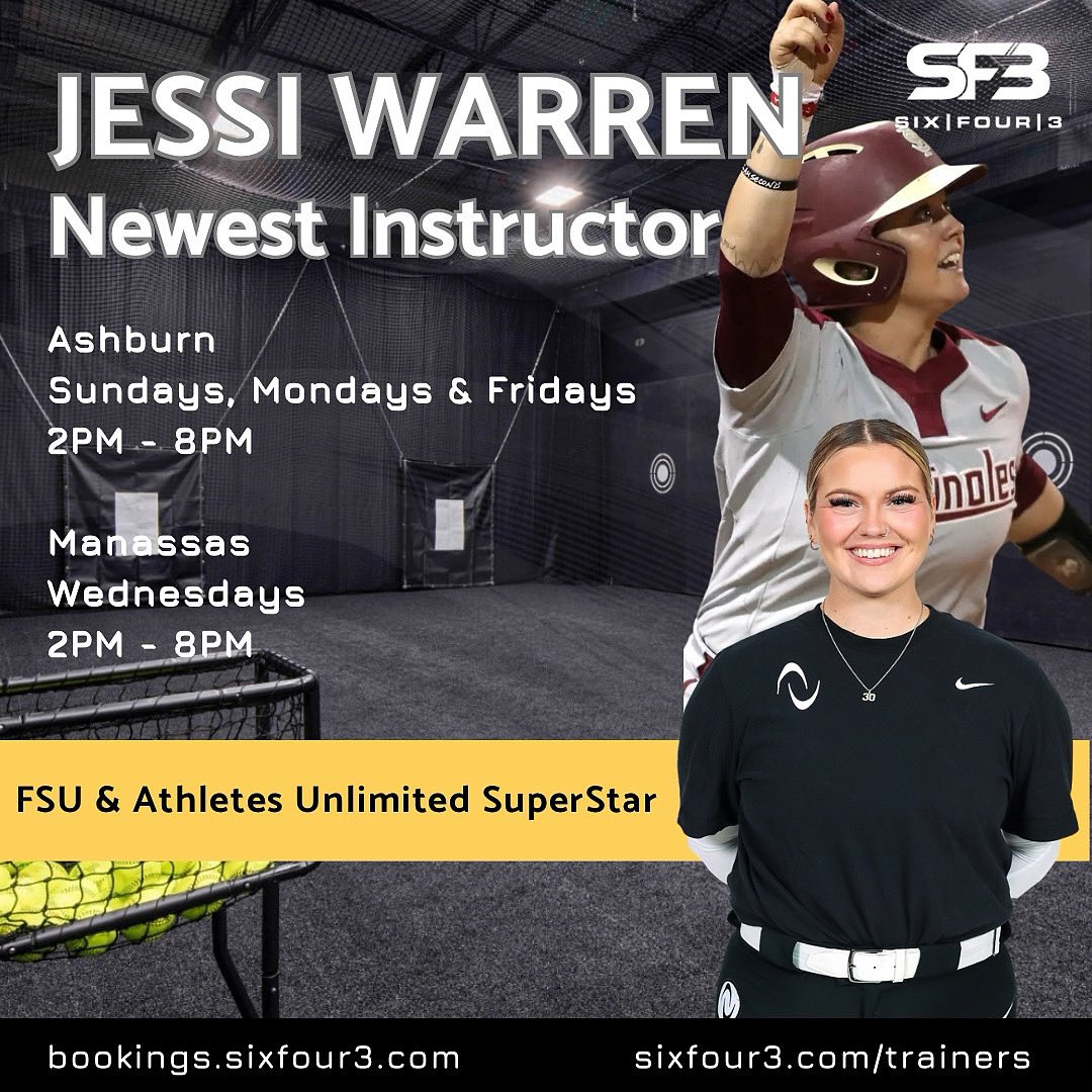 We are thrilled to announce SixFour3’s newest trainer, Jessi Warren!

Jessi is available for lessons in Ashburn on Sun/Mon/Fri and at Manassas on Wed. She will be available from 2 PM to 8 PM on those days.

First Day: This Monday, January 13th

Sign up at bookings.sixfour3.com!