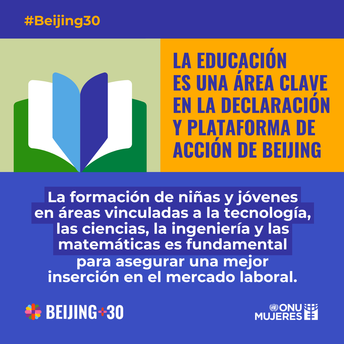 📚 La educación es un área clave de la Declaración y Plataforma de Acción de Beijing. ​#Beijing30 ​

​📃 Consulta la declaración original: unwo.men/Ji3e50TqVoZ