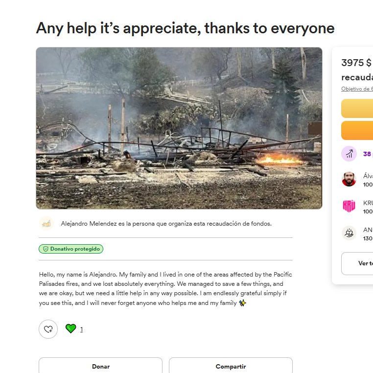 IMPORTANTE: <a href="/ale14abc/">!..𝒜𝓁𝑒_𝓍𝟦 𓆰♡𓆪</a>, uno de los mayores fans de Valorant en nuestra escena, ha sido afectado por los incendios en Los Angeles.

Perdió su casa y necesita ayuda para poder recuperarse. Cualquier donativo en este link o difusión se agradece mucho 💚

➡️ gofund.me/a0454801