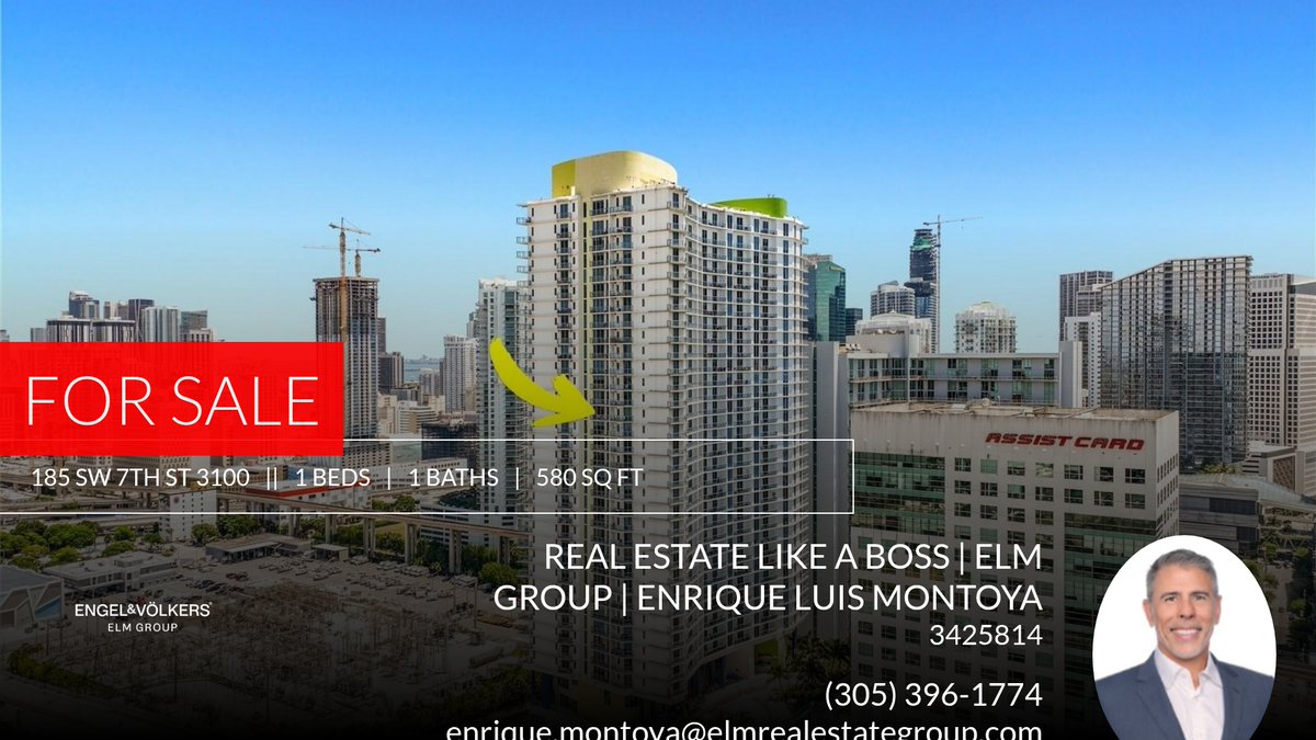 MyRealEstateLab's tweet photo. FOR SALE 🏠😍🙏❤

New Price: $359,000
Location: 185 SW 7th St # 3100, Miami, FL 33130
DM or Call us: 305.396.1774

Want more listings? 📲 Click on the link below to schedule a one-on-one call with me! 👉 https://calendly... https://t.co/5oG10kEkua https://t.co/O2Tc6hK5kA
