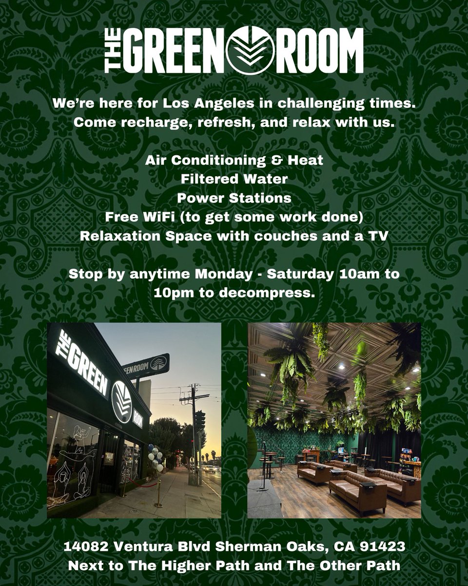 If you’re in Los Angeles and need a safe, quiet, clean space to decompress, charge your devices, get filtered water, use the WiFi, and get a break from the chaos, you’re welcome here 🫶
