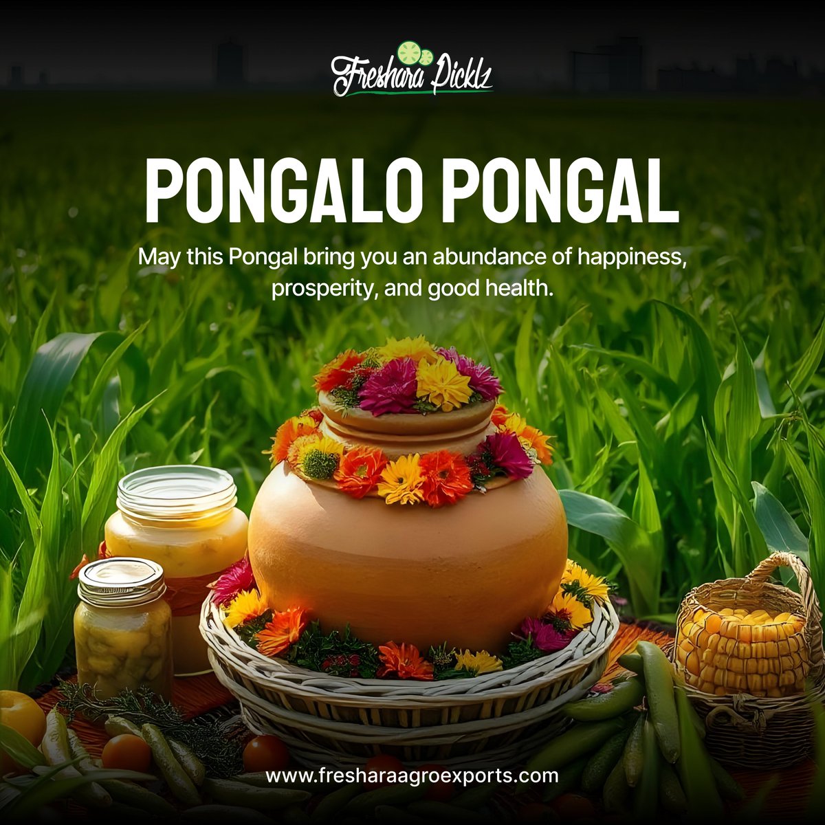 FresharaPicklz's tweet photo. Freshara Agro Exports wishes everyone across the globe a Happy Pongal! 🌞

May this harvest festival fill your lives with good vibes, delicious food, and abundant happiness.

#HappyPongal #FresharaAgroExports #GlobalCelebration #DeliciousHarvest #FestiveJoy https://t.co/ztxnMTSm3M