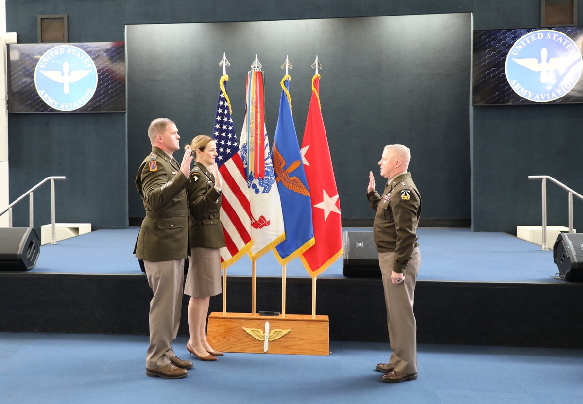 We couldn’t be prouder of this dual- #ArmyAviation family serving together at Ft. Novosel. Congrats to COL Katie Slingerland and CW4 Jayson Slingerland on your promotions, &amp; thanks for all you do for our branch.