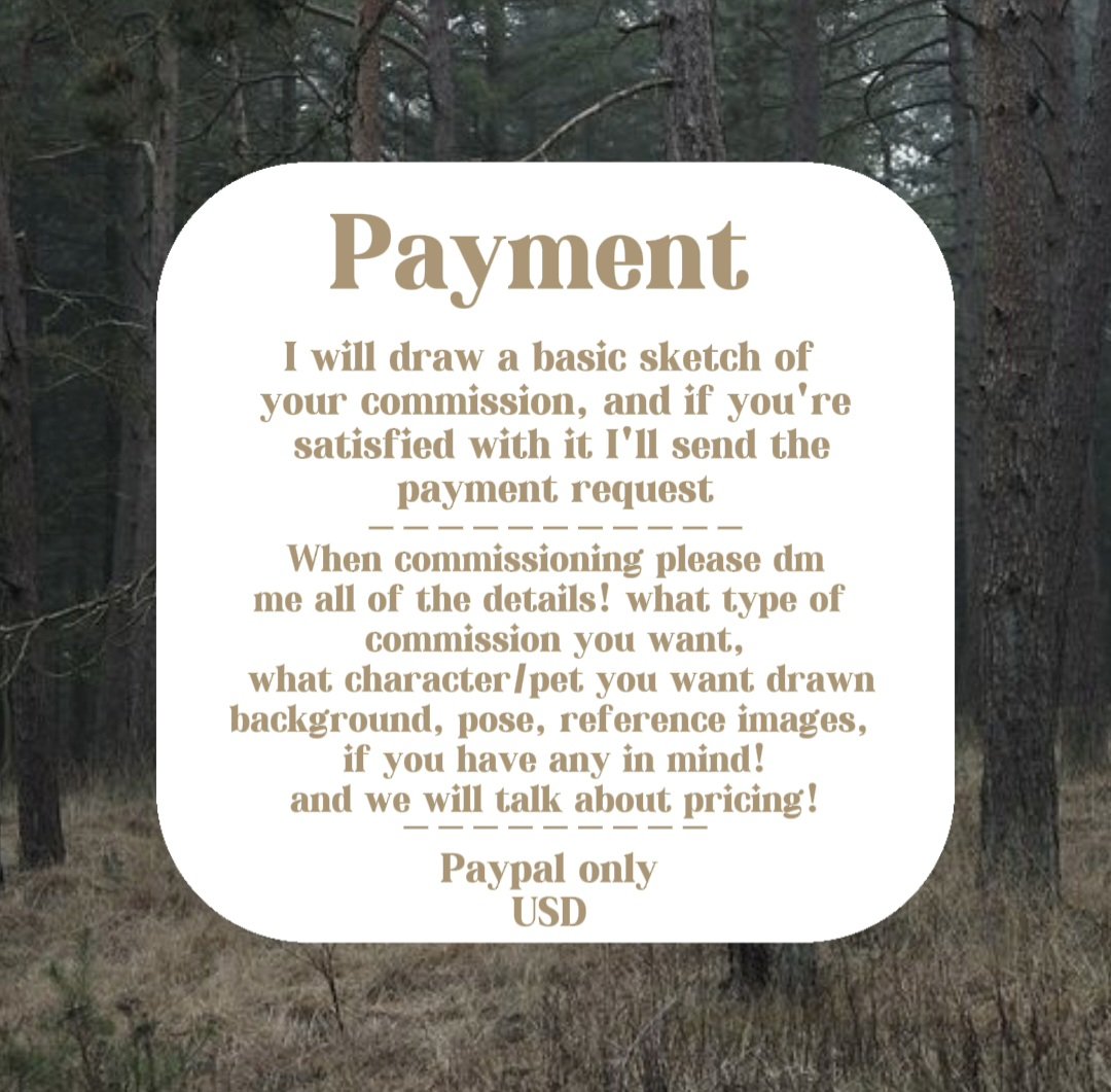 Autumnsfolklore's tweet image. C0mms are open! 🍂
- dm if interested!
-PayPal is the payment method
-if you have any questions you can dm me or comment them!
- Furry art pricing &
more examples below!