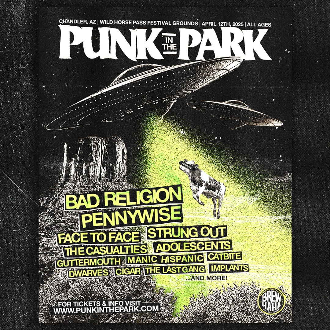 Punk in The Park (@punk_inthepark) on Twitter photo Punk In the Park invades Chandler, AZ on April 12th with performances from <a href="/badreligion/">Bad Religion</a>, <a href="/Pennywise/">Pennywise</a>, <a href="/facetofacemusic/">face to face</a>, <a href="/StrungOut/">Strung Out</a>, <a href="/TheCasualties/">The Casualties</a> and many more! Two stages. NO OVERLAPPING SETS!
Tickets at PunkInthePark.com Punk In the Park invades Chandler, AZ on April 12th with performances from <a href="/badreligion/">Bad Religion</a>, <a href="/Pennywise/">Pennywise</a>, <a href="/facetofacemusic/">face to face</a>, <a href="/StrungOut/">Strung Out</a>, <a href="/TheCasualties/">The Casualties</a> and many more! Two stages. NO OVERLAPPING SETS!
Tickets at PunkInthePark.com
