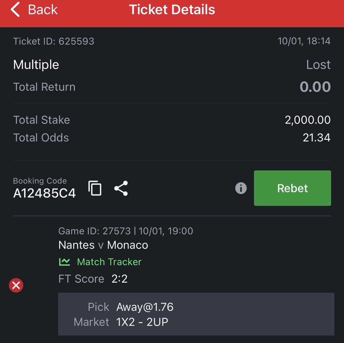 Doc__x's tweet photo. @SportyBetNG why this a lost ticket ?? https://t.co/0W5F9OLIpM