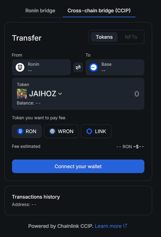 In making the dashboard for $JAIHOZ just discovered there's a bridge from Base <-> Ronin!

Didn't realize this existed and so happy I can avoid ETH Mainnet gas fees