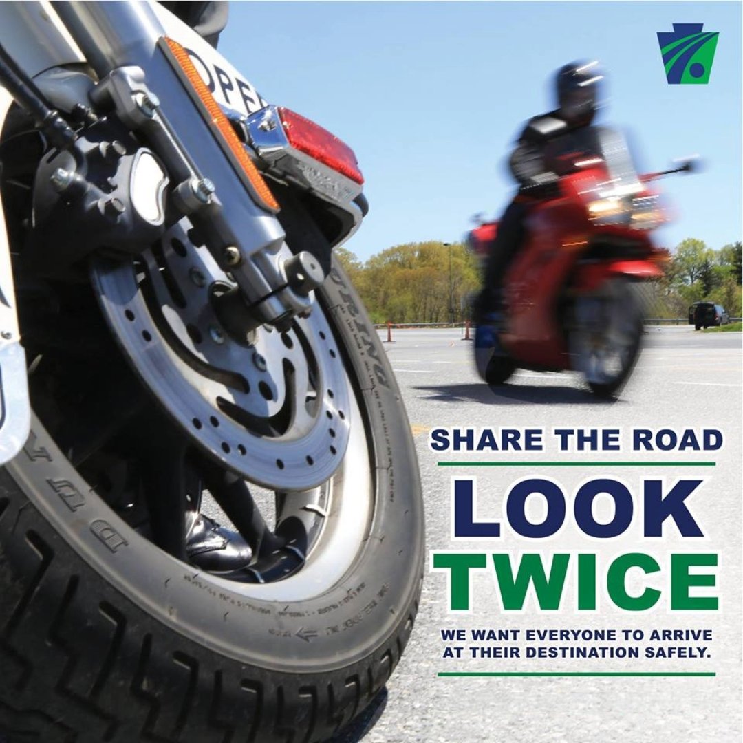 Look twice for motorcycles and share the road. We want everyone to arrive at their destination safely.
#MotorcycleSafety #BeSafePA