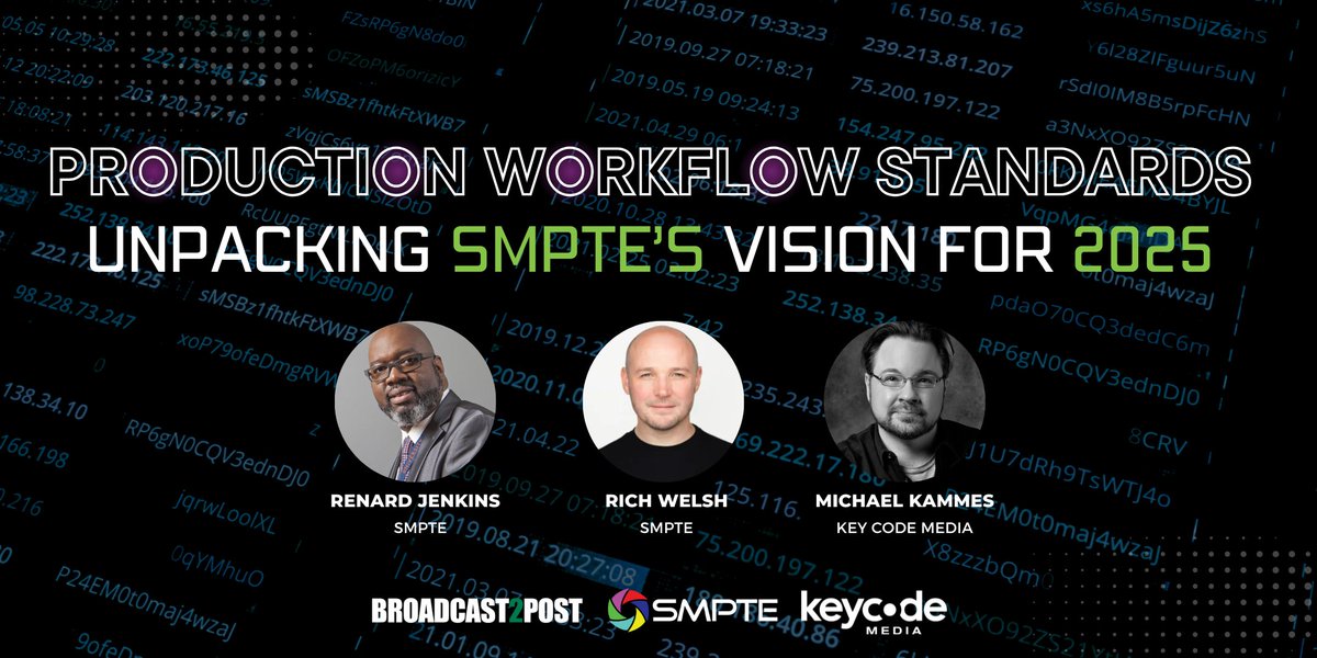 KeyCodeMedia's tweet image. Upcoming Broadcast2Post
Register: lnkd.in/gnNJ5gkY
Join us for an in-depth conversation with SMPTE leadership as we explore the next wave of production standards and technologies shaping the industry.