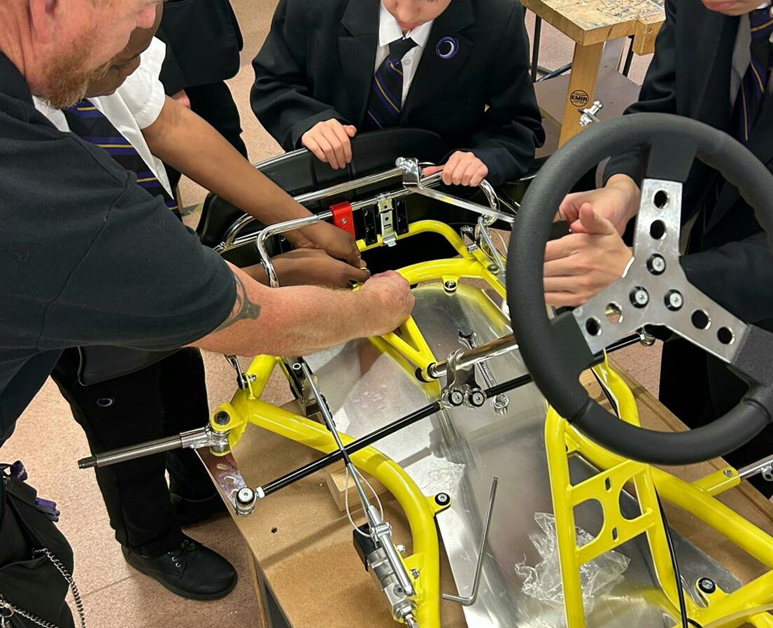 Great team work by the #STEMontrack team <a href="/Outwood_Valley/">Outwood Academy Valley</a>. Kart coming together nicely. #PROUD #ValuedatValley #STEM #DT