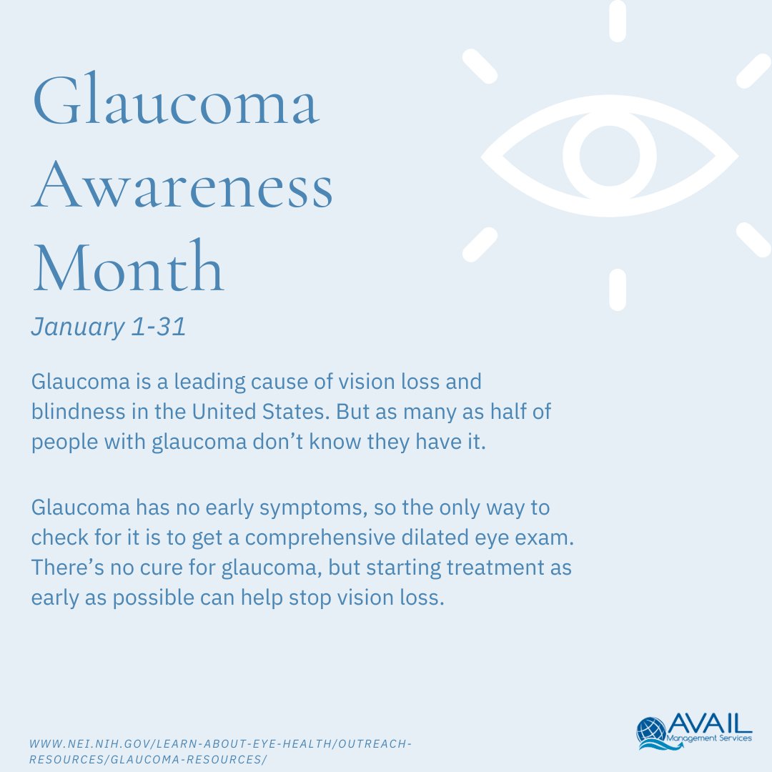 AvailManagement's tweet image. #glaucoma 
#glaucomaawarenessmonth 
#availmanagementservices