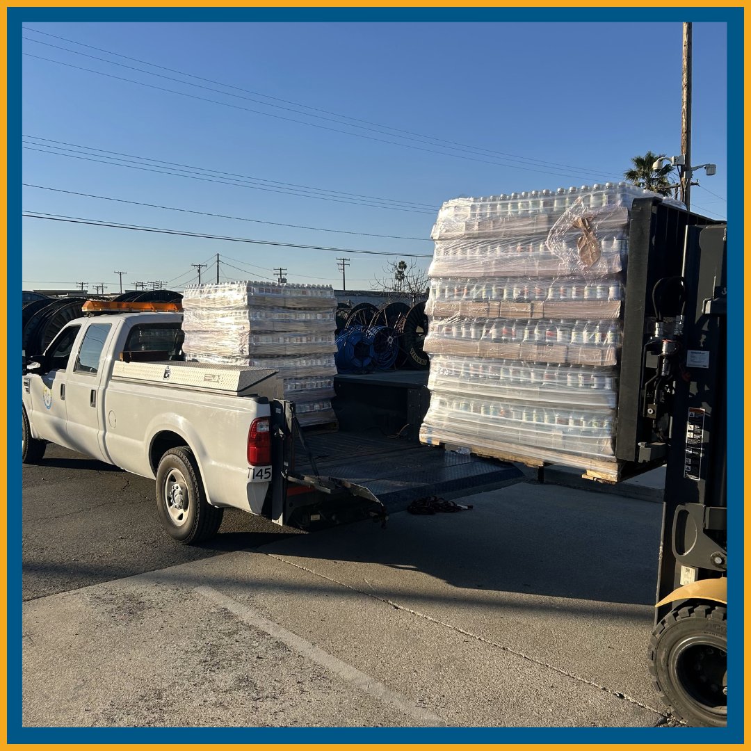 Helping our neighbors! Thanks to <a href="/City_of_Anaheim/">City of Anaheim</a> Public Utilities, who provided ~3,500 bottles of water, our staff picked them up and personally delivered them to Pasadena this morning to support the communities affected by the #lafires. Our thoughts are with all impacted. 💙