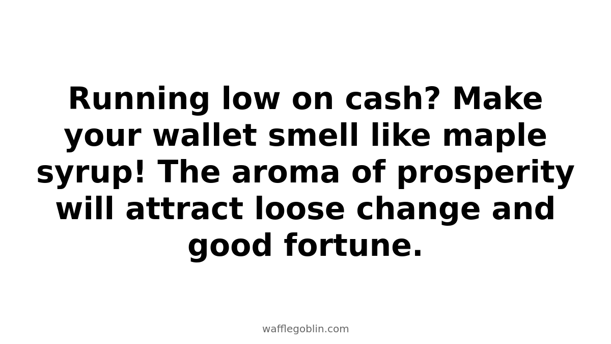 nechcemkupon's tweet photo. Running low on cash? Make your wallet smell like maple syrup! The aroma of prosperity will attract loose change and good fortune.

👥 Tag a friend who needs this hack!

#WaffleWisdom #LifeHackMagic
https://t.co/F78vKPiObm 🧇✨ https://t.co/LPyEmrrlPT
