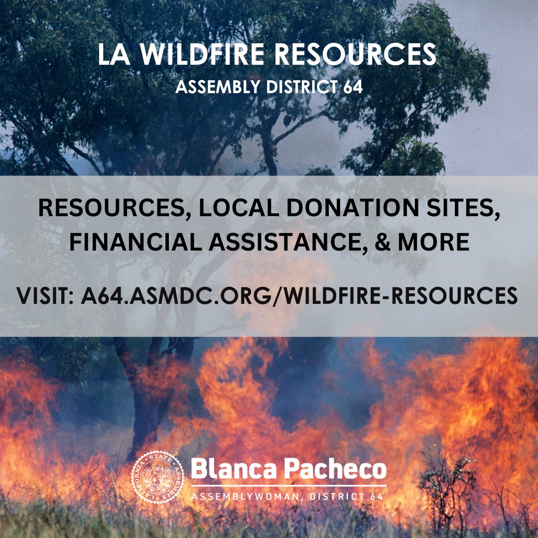 My office has compiled a list of resources for alert information, local donation centers, ways to report price gouging &amp; more.

In times of crisis, our strength lies in how we support one another. Every act of kindness makes a difference. ❤️ a64.asmdc.org/wildfire-resou…