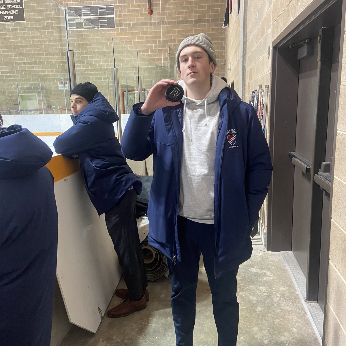 DXSF_BHockey's tweet photo. Huge blocked shot for manny Emmett Reen. He ate it right off his back brace. Sorry for the bad picture, that’s his bad side. #wegotice https://t.co/3OgwkTm2Jo