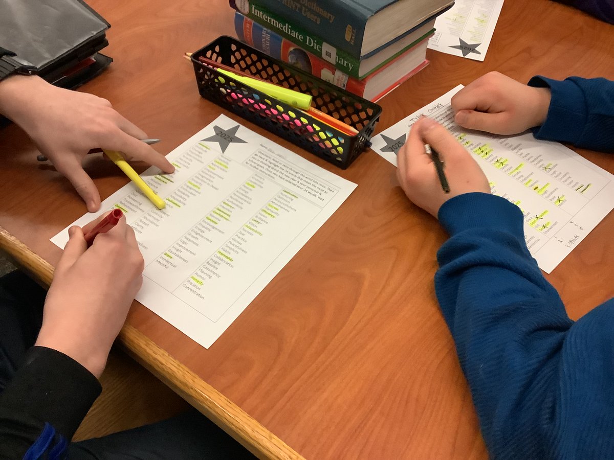 SmallwoodMedia's tweet photo. Our 8th grade #AVID students visited the @SmallwoodMS library for a lesson on One Word New Year's Resolutions to guide them in 2025. Then they made bracelets to help them remind them of their word! https://t.co/Dxu0SLA8wV