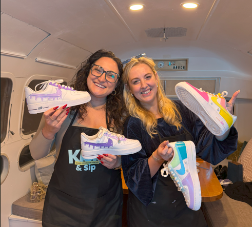 Did you know you can book a sneaker customization session at our office? Take your date night or friends night to the next level: kicksandfros.com/pages/kick-sip…