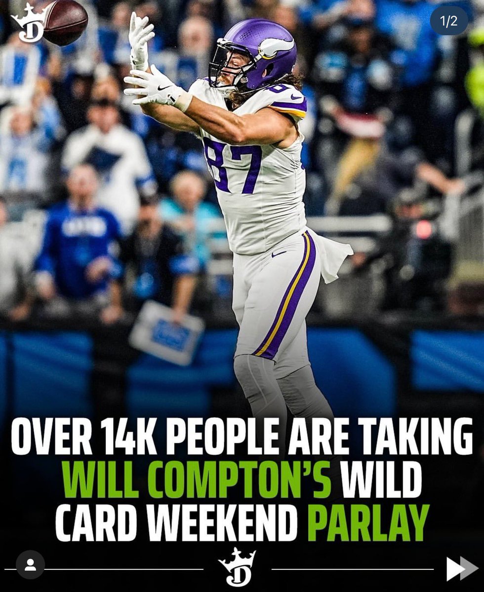 _willcompton's tweet photo. 14,000+ people riding the Playoff Willy Parlay this weekend on @DraftKings 

We are war ready #DKPartner https://t.co/pB6fijTdMA