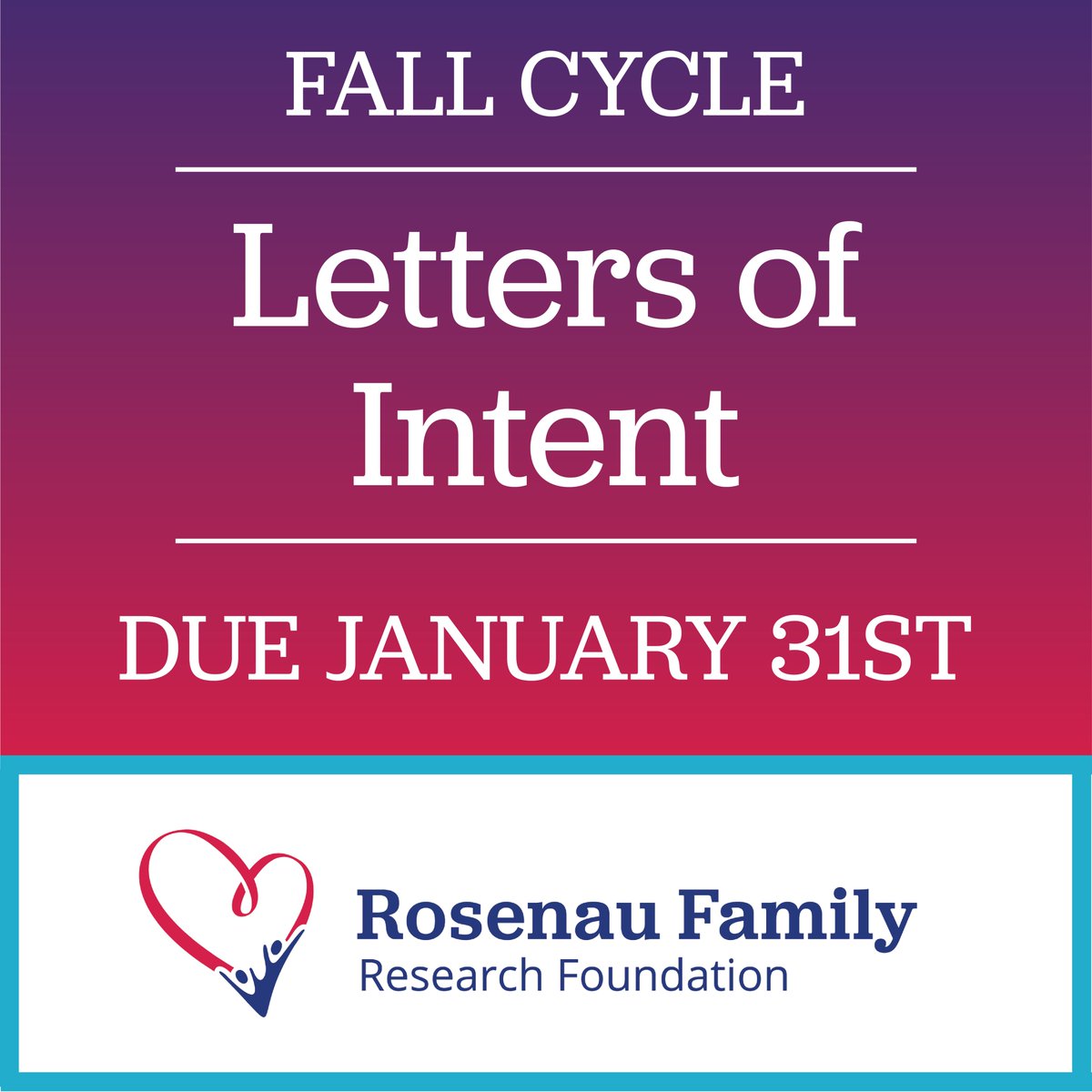 Our Letter of Intent (LOI) deadline is January 31st, which means there are 3 WEEKS LEFT to submit your grant for consideration for funding!

Learn more and submit your LOI here: rosenaufoundation.org/letter-of-inte…