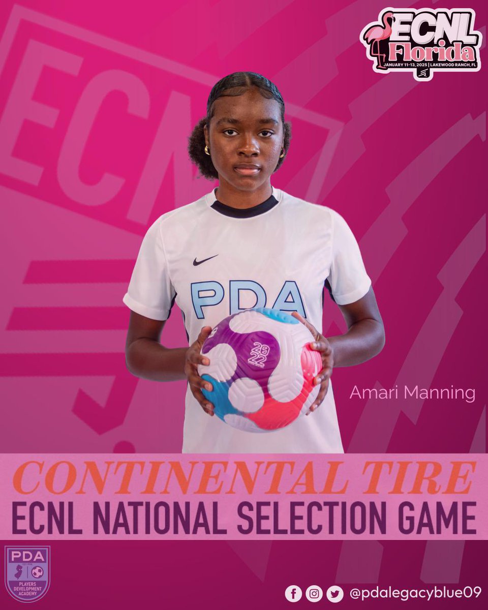 Due to an unfortunate training injury I will not be able to play in the ECNL National Selection Game or compete with my <a href="/pdalegacyblue09/">PDALEGACYBLUE09</a> team in the showcase. I’ll be cheering them on from the sideline!