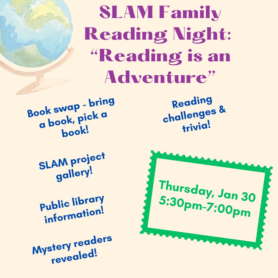 Turner/Bartels K8 (@turnerbartelsk8) on Twitter photo Make plans to attend our upcoming SLAM Family Reading Night! Make plans to attend our upcoming SLAM Family Reading Night!