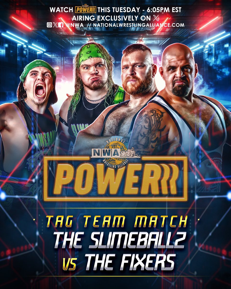 WreckingBall75's tweet photo. On Fixer Friday, I’m announcing that it is the Fixers vs The Snot Bagz this Tuesday on NWA Powerrr at 6:05pm!
-x.com/nwa
#fixers #fixersrule #nwa #NWApowerRr https://t.co/mMS7AI02qO