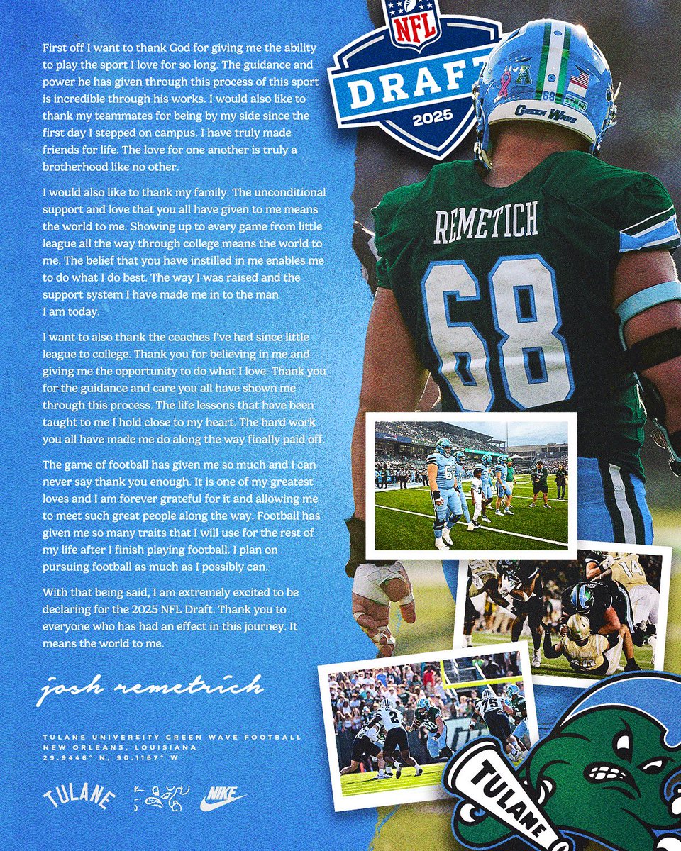 Josh Remetich (@jremetich) on Twitter photo Thank you Tulane ππ€ππ Thank you Tulane ππ€ππ