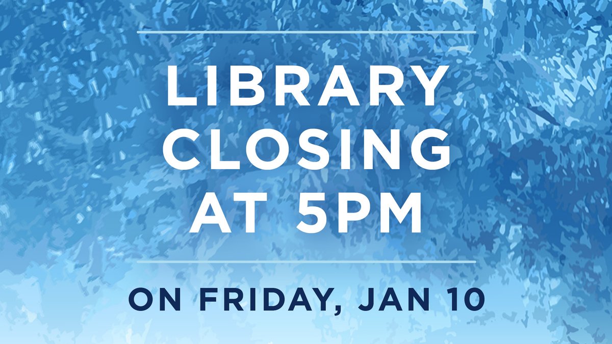 The library is closing at 5pm today (Fri, Jan 10) due to weather. carmelclaylibrary.org/news-and-annou…