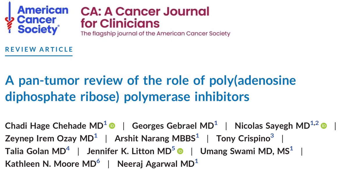 neerajaiims's tweet image. Just in @CACancerJournal 👉Comprehensive review of efficacy &amp;amp; safety data of PARP inhibitors across cancer types #prostatecancer, #ovariancancer, #breastcancer &amp;amp; others 👉Open access weblink👉
bit.ly/42apBgy @chadihc98 @Huntsman_GU  @OncoAlert @urotoday @PCF_Science