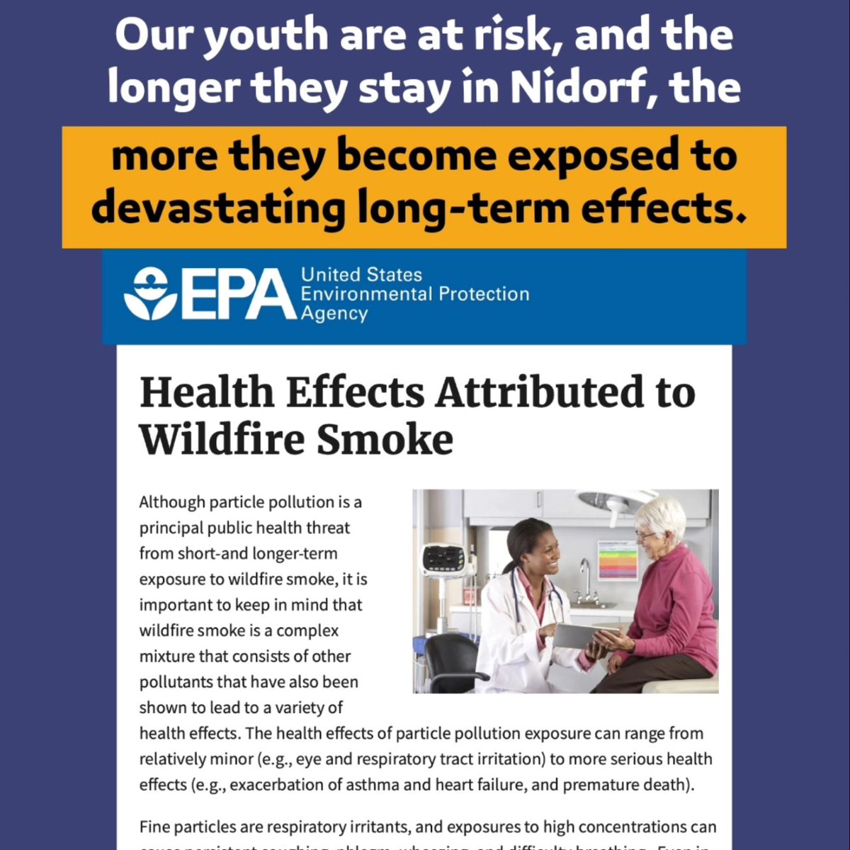 🚨 Our youth are at risk, and the longer they stay in Nidorf, the more they become exposed to devastating long-term effects of wildfire smoke. 🧵