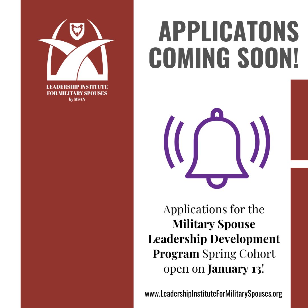 Our Spring 2025 Military Spouse Leadership Development Program applications open on January 13!

Learn more here: ow.ly/6jhq50UExRK