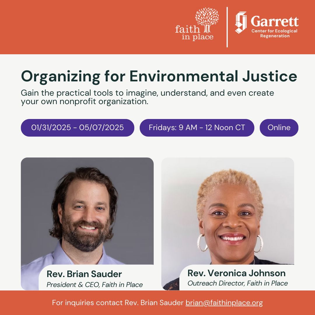 The Organizing for Environmental Justice course, from January 31–May 7, is led by Rev. Brian Sauder and Rev. Veronica Johnson. This course provides students access and learning through story telling by leaders at Faith in Place.
buff.ly/4j2chAG