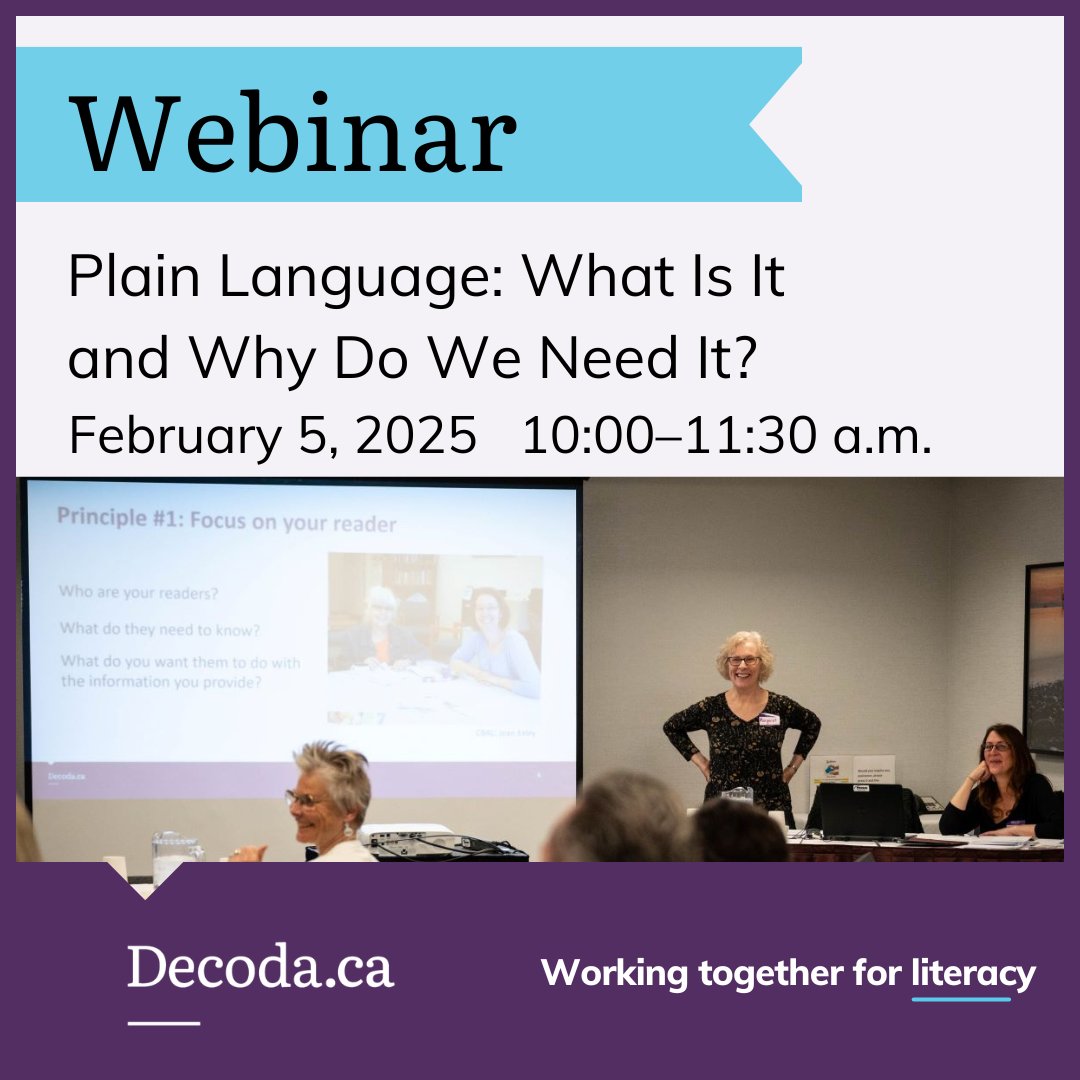 📍 Join us on for an informative free webinar on how to help people access, understand and use the information you share. 

👉 Register for the free webinar at: us02web.zoom.us/meeting/regist…

#PlainLanguage #ClearLanguage #Literacy #FreeWebinar #ProD #WorkingTogether4Literacy