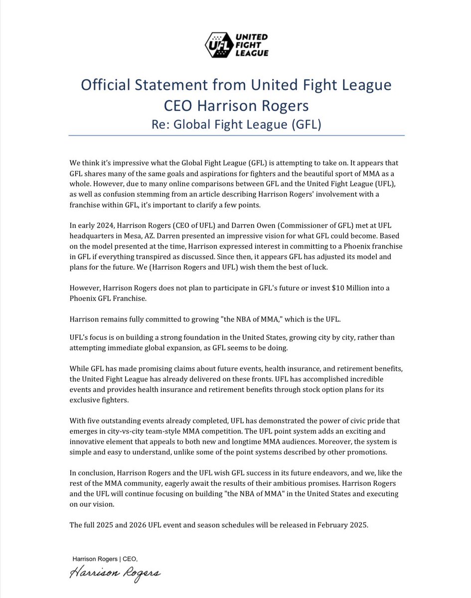 United Fight League tweet media