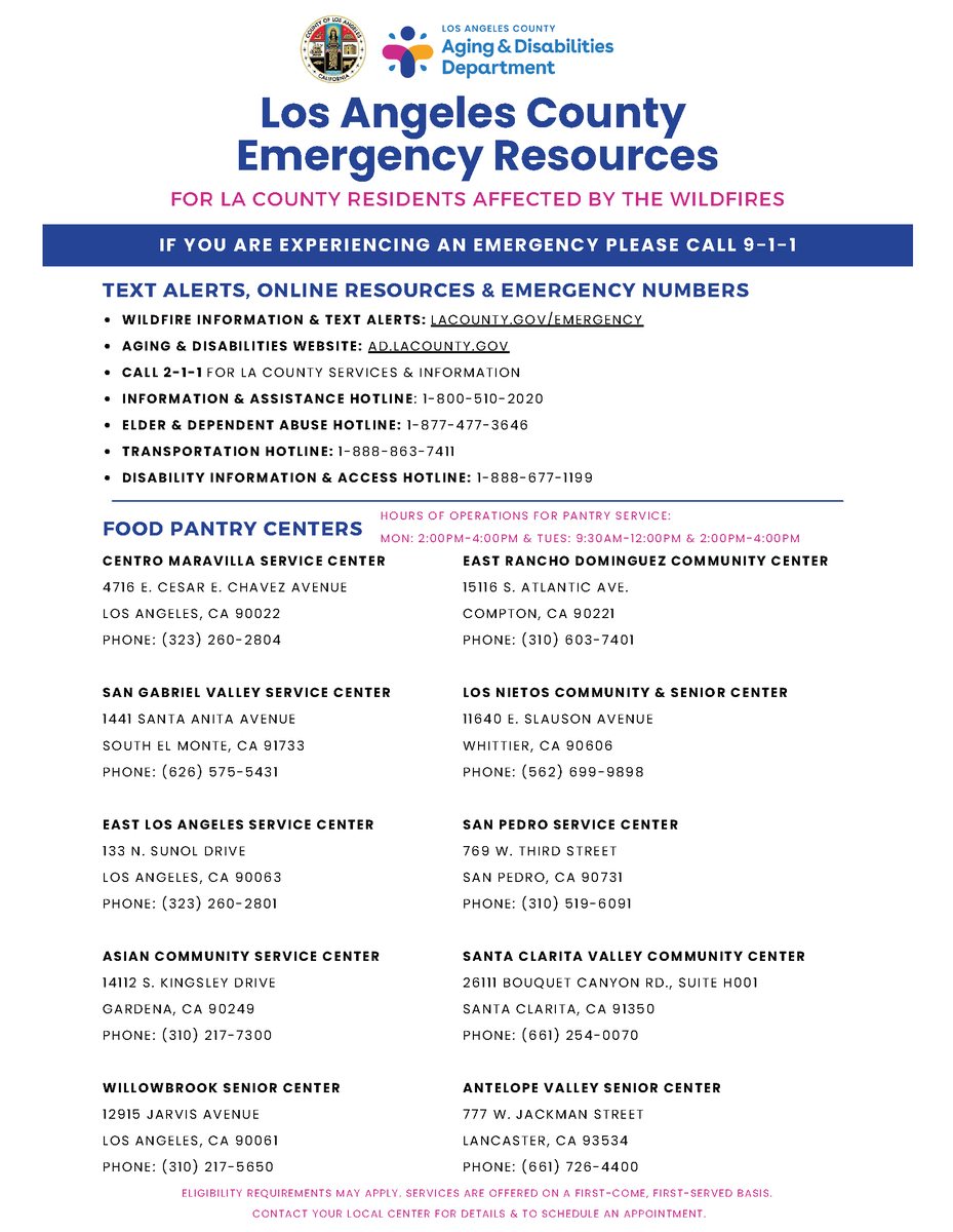 Los Angeles County Emergency Resources
FOR LA COUNTY RESIDENTS AFFECTED BY THE WILDFIRES