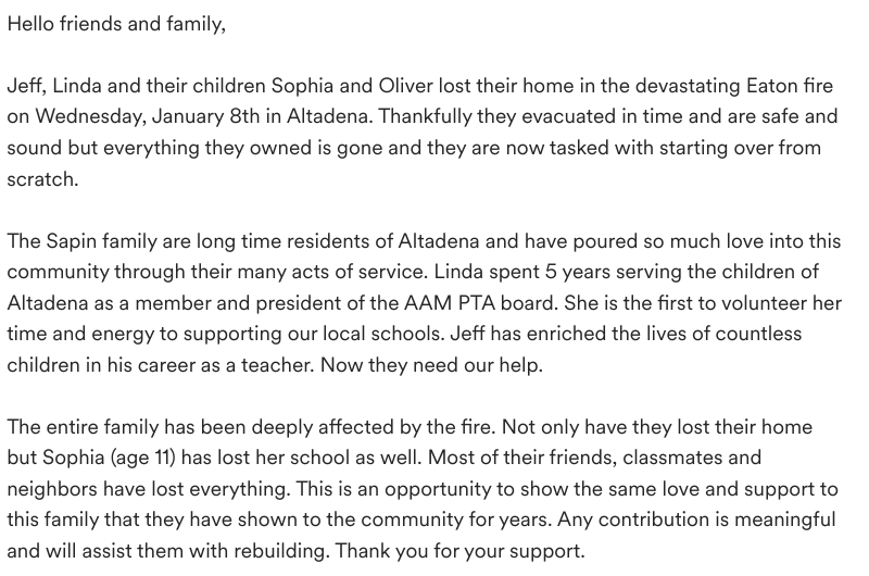 M00NMINS's tweet image. hey guys! my high school science teacher lost his home in the eaton fire and i would really appreciate it if you spread his gofundme around and donate if you can! drop links to other fundraisers for fire victims down below so we can share those as well!!
gofund.me/05d281b6