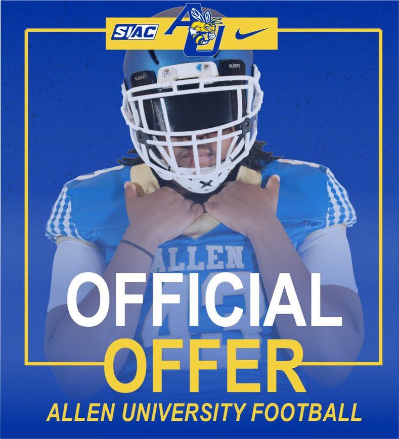 Blessed to receive my 2nd offer from Allen University <a href="/DBoyzFootball/">Dudley Football</a> <a href="/CoachMcRae77/">CoachTez</a> <a href="/AntonioHall336/">Coach Antonio Hall</a> <a href="/CALLMEDBEST/">Dee Best</a>
