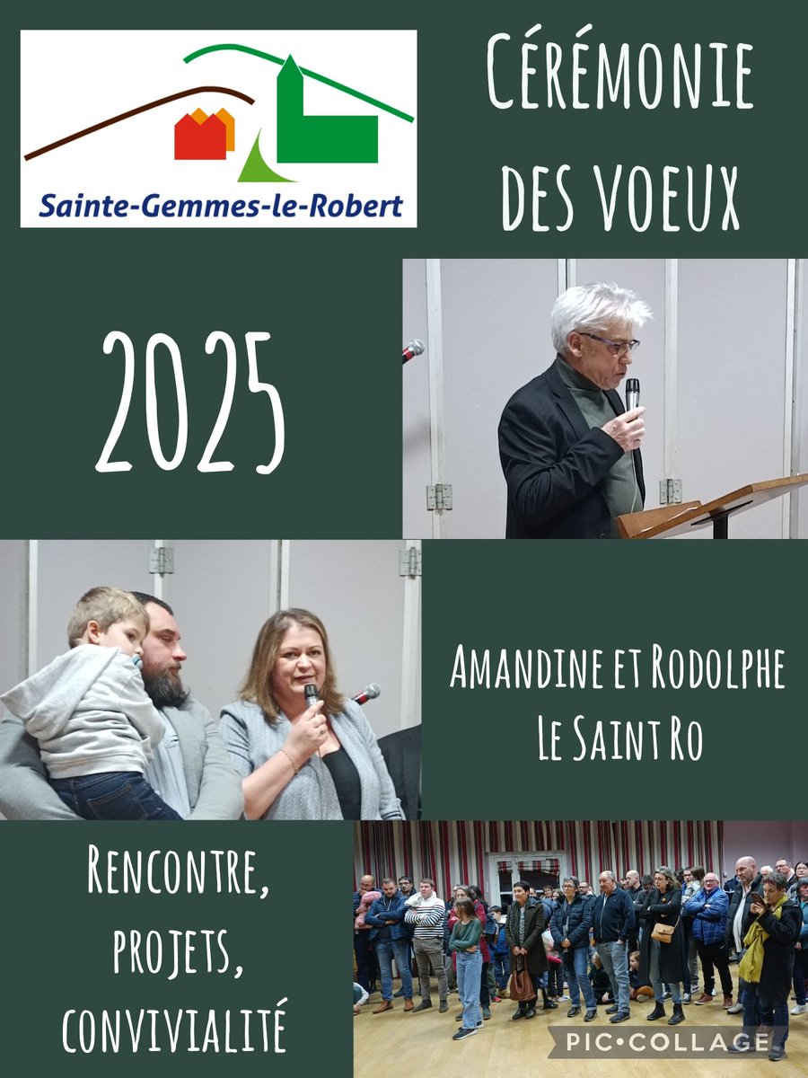 A <a href="/SteGemmesRobert/">SainteGemmesleRobert</a> ce soir : une cérémonie des vœux pour parler budget, projets, aménagement et sécurisation de la RD20, recensement... Pour accueillir Amandine et Rodolphe, nouveaux gérants du Saint Ro... Et pour partager une traditionnelle galette des rois.