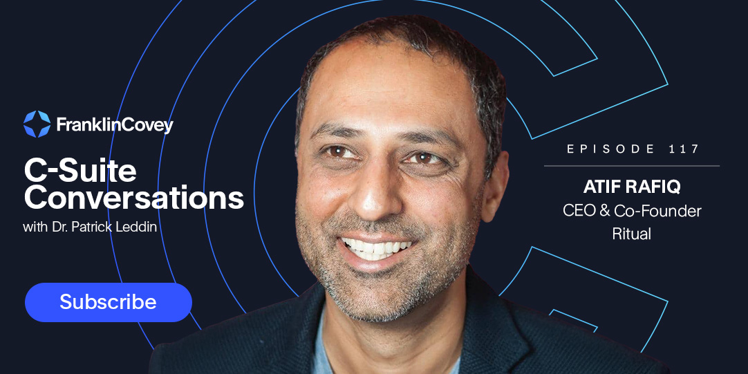 franklincovey's tweet image. From his early tech roles to Chief Digital Officer, Atif Rafiq has always found ways to adapt and lead in new directions. Tune in to hear his thoughts on managing risk and embracing change in today’s business world. bit.ly/4h7nw9b #FranklinCovey #CSuiteConversations