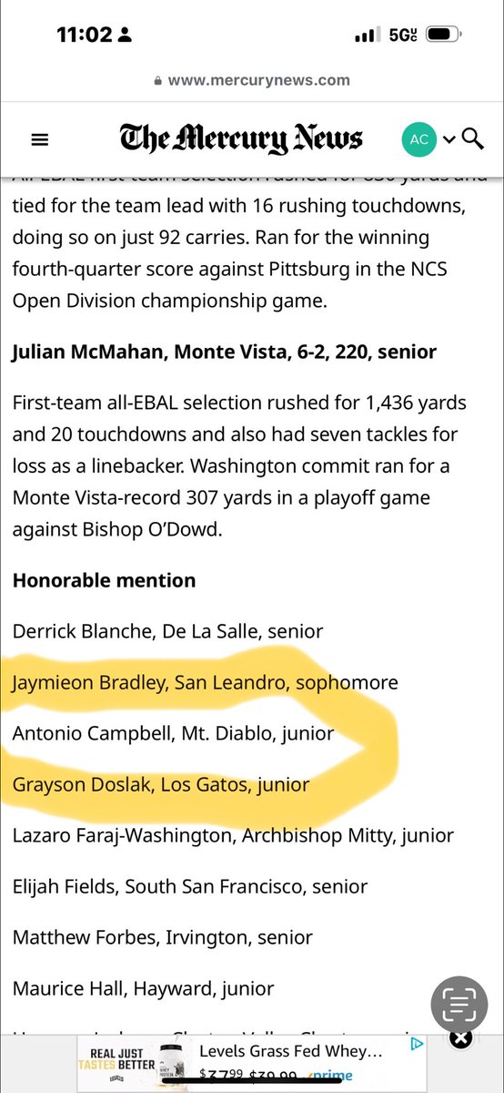 Antonio Campbell 3rd (@d1cam_2) on Twitter photo Proud to receive an Honorable Mention in the All-Bay Area News Group HS Football 2024 at RB. More work to be done
#mdhs2026
<a href="/BrandonHuffman/">Brandon Huffman</a>
<a href="/NTLBTHEBRAND/">NO TALENT LEFT BEHIND</a> <a href="/MuaFetuao/">Coach Mua</a>
<a href="/mtdiablohs/">Mt. Diablo High</a> <a href="/CalHiSports/">Cal-Hi Sports</a>
<a href="/SacMaxPreps/">Sac-Joaquin MaxPreps</a>
<a href="/GHoward_Scout/">Gary Howard -Scout</a> <a href="/westcoastpreps_/">West Coast Preps</a>
<a href="/CoachBriscoeWR/">Coach Briscoe</a> Proud to receive an Honorable Mention in the All-Bay Area News Group HS Football 2024 at RB. More work to be done
#mdhs2026
<a href="/BrandonHuffman/">Brandon Huffman</a>
<a href="/NTLBTHEBRAND/">NO TALENT LEFT BEHIND</a> <a href="/MuaFetuao/">Coach Mua</a>
<a href="/mtdiablohs/">Mt. Diablo High</a> <a href="/CalHiSports/">Cal-Hi Sports</a>
<a href="/SacMaxPreps/">Sac-Joaquin MaxPreps</a>
<a href="/GHoward_Scout/">Gary Howard -Scout</a> <a href="/westcoastpreps_/">West Coast Preps</a>
<a href="/CoachBriscoeWR/">Coach Briscoe</a>
