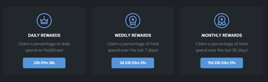 New rewards just released! 🚨 

Daily free packs + rewards based off activity 😍

PackDraw truly is the most rewarding website in the market!

P.S. Even more rewards coming soon 🤫 👀