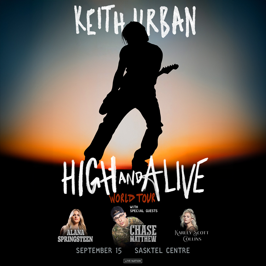 JUST ANNOUNCED: 💥 <a href="/KeithUrban/">Keith Urban</a> is bringing the High and Alive World Tour to SaskTel Centre on September 15! With special guests Chase Matthew, Alana Springsteen, and Karley Scott Collins

Tickets are on sale Friday, January 17 at 10AM