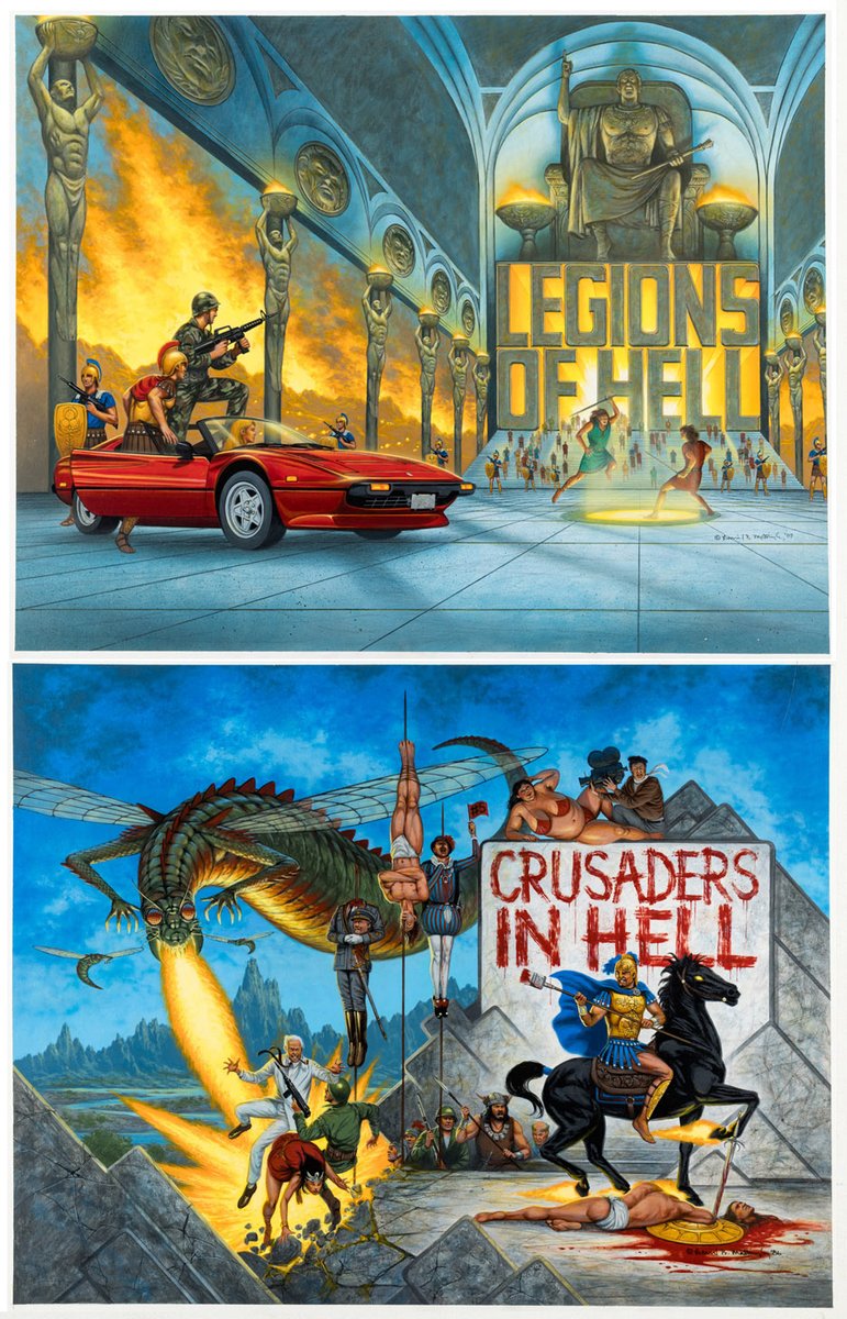 I have two more paintings up on Heritage, this time two for the “Heroes in Hell” series.
comics.ha.com/c/search/resul…
I had 3 primary sources of inspiration on this project—the poster for the Charlton Heston version of “Ben Hur”, Pietre Bruegel the Elder, and Hieronymus Bosch.